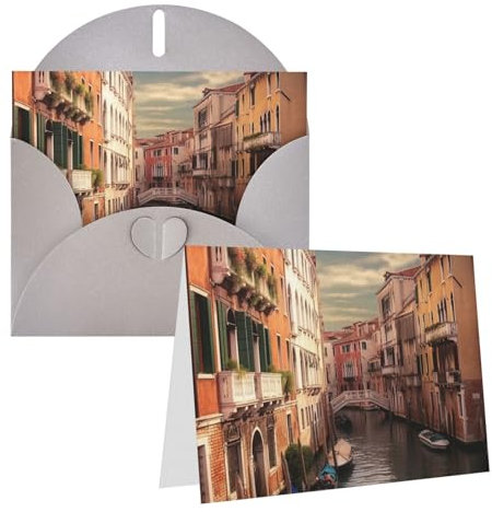 Lzqpoeas Wunderschönes Venedig-Grußkarten-Set mit Kanalblick, blanko, mit Umschlägen, blanko, Grußkarte, 10,2 x 15,2 cm, für alle Anlässe