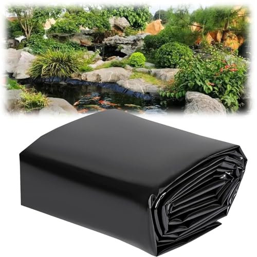 Rivestimento per laghetto da giardino in HDPE, 0,12 mm, nero, per stagni di pesci koi, 3 x 10 m, pellicola a membrana impermeabile per fontane e cascate