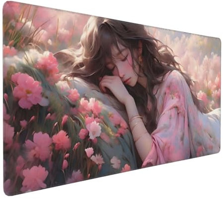Tapis de Souris 50x25 cm Grand Tapis Souris XXL, Beauté endormie Tapis de Souris Bureau Gamer, à Bords Cousus, Base en Caoutchouc Antidérapante, sous Main pour Clavier et Souris, Decor Maison E-931