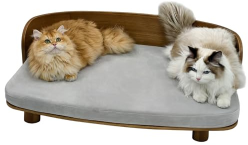 BingoPaw BinoPaw Elegantes Hundesofa mit Holzrahmen, Erhöhtes Haustierbett Katzensofa für Hunde und große Katzen bis 20 kg, 83x57 cm
