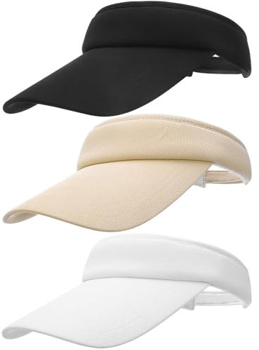 ViEinkaufen 3PCS Sun Visor Hat for Women,Golf Visor Hat Adjustable Ponytail Baseball Cap Long Brim Empty Top Sun Visors Hats for Cycling Fishing Tennis Running Sport Jogging Visors Hats for Men Women