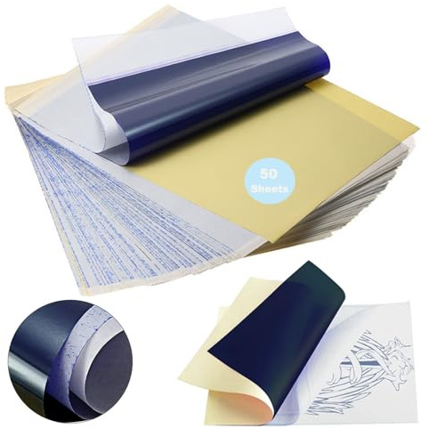 Yuelong Tattoo Transferpapier 50 Blatt A4 Schablonenpapier zum Tätowieren | 4-lagiges High-Definition-Thermo-Tattoo-Papier, DIY Tattoo-Transferpapier, Tattoo-Zubehör für Studios und Anfänger