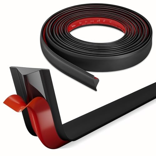 INMOZATA 6M Quadrant Trim, PVC Flexible Self Adhesive Plastic Wall Corner Edging Strip, Skirting Board Trim for Worktop Ceiling Floor, Kitchen Shower Wall Corner Strip(Black)