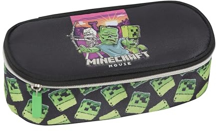 Franco Cosimo Panini MINECRAFT - Astuccio Scuola Ufficiale Minecraft Movie, Ideale per Riporre la Cancelleria, con Tasca con Zip, Divisorio Interno con Passanti Elastici, 22 x 8H x 11 cm