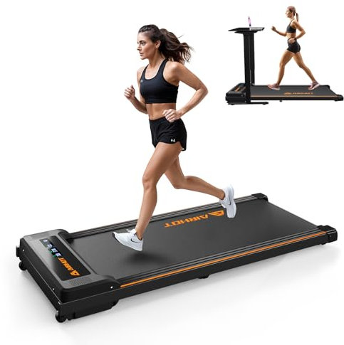 Walking Pad Laufband, 2.5 PS Untertisch-Laufband mit Fernbedienung und LED-Anzeige, leises Schreibtisch-Laufband für kompakten Platz, tragbares Laufband für den Einsatz im Heimbüro, Schwarz