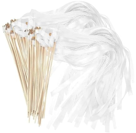 Wedding Wands, 30 Stück Stäbe mit Glocke und Hochzeitsbändern, Zauberstäbe Hochzeit Luftschlangen, Luftschlangen Werden für Hochzeiten Geburtstage Partys Feiertagsfeiern Verwendet