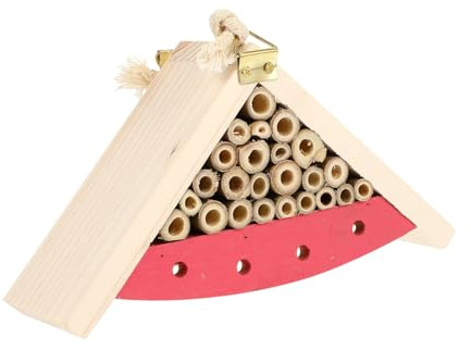 FONDOTIN Holz bienenhaus Buntes Insektenhotel für Garten Dekoratives Wildbienen Nest mit Sicherem Dach Glatter Oberfläche Wetterfestes Holz Habitat für Insekten Rosa