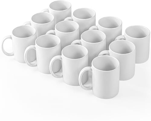 KONZEPT Kaffeebecher Set 12er – 350 ml Porzellantassen zum Bemalen, perfekt für kreative DIY-Ideen & persönliche Geschenke – weiße Keramiktassen