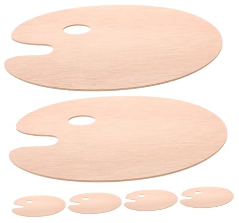 Palette de Peinture en Bois Ovale Lot de 6, pour Artiste | Palette Peinture Bois, Trou Pouce Ergonomique, Usage Aquarelle et Huile