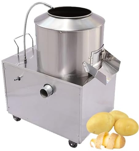 Peladora automática de patatas, 1500 W, acero inoxidable, ruedas giratorias, alta eficiencia para restaurantes y catering, hasta 220 kg/h