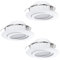 EGLO 3er-Set LED Einbaustrahler Pineda, LED Spots Set aus Kunststoff, 3 LED Einbauleuchten in Weiß, Einbaustrahler LED flach und schwenkbar, Ø 8,4 cm