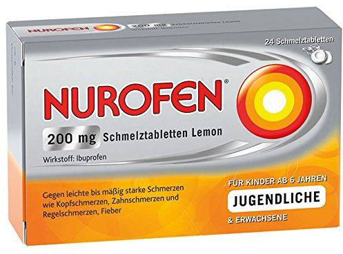 NUROFEN Schmelztabletten 200 mg Set 2x24 Stück.Universelles Schmerzmittel mit rascher Wirkung (über die Schleimhäute im Mund) Lemon. Mit 200 mg Ibuprofen. Für Kinder ab 6 Jahren geeignet.