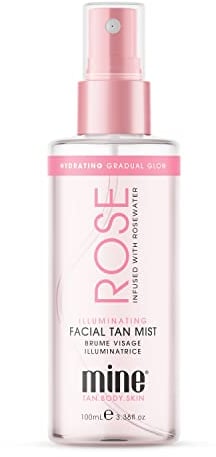 MINETAN BODY.SKIN Rose Illuminating Facial Tan Mist - Rose Water Infused Face Tanner For A Golden Luminous Facial Glow, 100ml