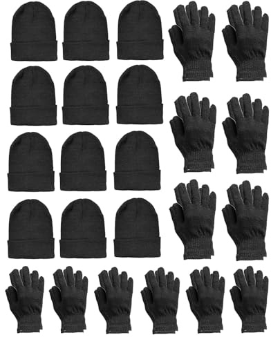 Yacht & Smith Wholesale Beanie and Glove Winter Bulk Kit, Kids Adults Bulk Sets, Homeless Donation Shelters, Adults Hat Glove Set, One Size