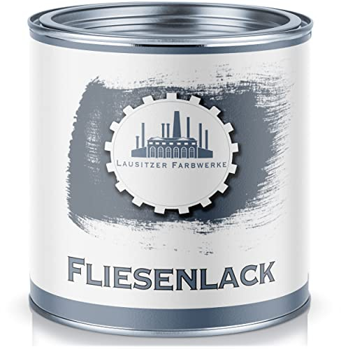 Lausitzer Farbwerke Fliesenlack 2in1 GLÄNZEND Signalgelb RAL 1003 Gelb Grundierung+Lack für Innen & Außen Decklack - besonders robust & schnelltrocknend (1 L)