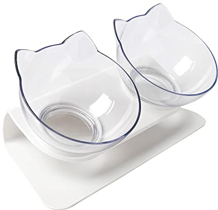 Doppelter Katzennapf Erhöht,Futternapf Katze Erhöht Mit Ständer-rutschfeste für Katze,Fressnapf Katze Erhöht Katzenfutter Und Wasser,Reduzieren Sie Die Nackenbelastung Ihres Haustieres