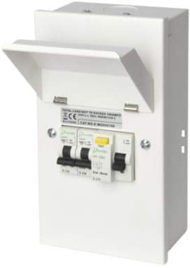 Metal 2-Way Garage Consumer Unit 63A 30mA RCD + 6A & 32A MCBs
