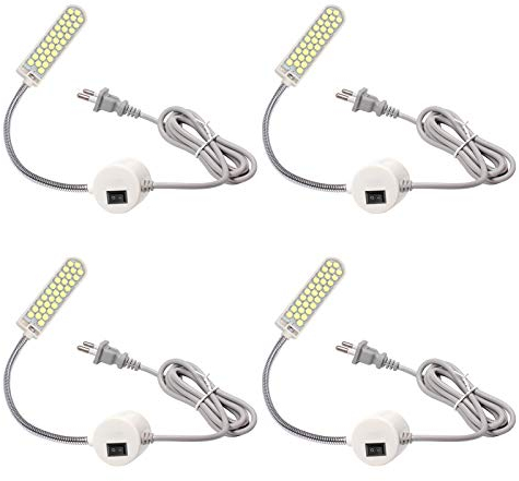 4 Stück, 2 W, 30 LED, Nähmaschine, Lampe, feste Basis, magnetisch, flexibel, flexibel, Schwanenhals Design für Hausarbeiten, Energieeffizienzklasse A