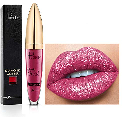 18 Farben Diamant glänzender langanhaltender Lippenstift,3D Shining Stars Perlglanz Lipgloss,Shimmer Metallic Texture Liquid,lang anhaltender Lipgloss,wasserdichte langlebiger Not Stick Cup (02)