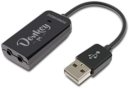 Donkey pc – Tarjeta de Sonido USB 5.1 Adaptador USB a Jack 3.5 mm. Tarjeta de Sonido Externa con Cable y Adaptador de Auriculares y micrófono a USB para pc. Cable de 15cm.