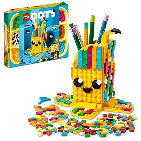 LEGO DOTS Cute Banana – Pen Holder 41948 DIY Craft Kit; Customizable Room Decor Piece That Kids can Decorate with Bright, Colorful Tiles; Tasty Fruit-Themed Playset for Fans Aged 6+ (438 Pieces)
