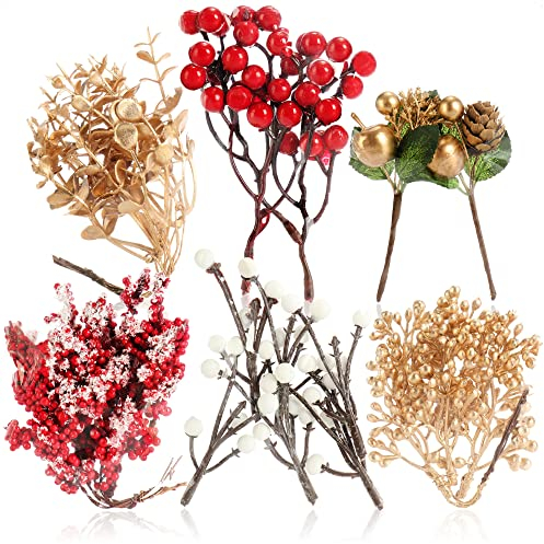 COM-FOUR® Weihnachtsdekoration - dekorative Zweige zum Basteln - weihnachtliche Streudeko - Bastel Set - Weihnachtspotpourri als Tischdeko (6X Beutel: Zweige)