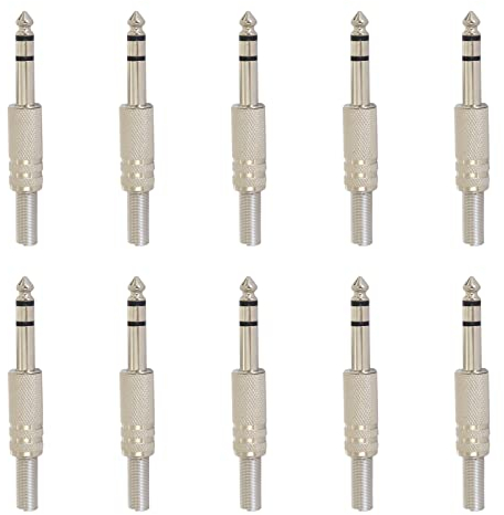 SHEEPPING 6.35 mm Stereo Klinkenstecker 3 Polig Löten Audio Stecker 6.35mm Audio Stecker für Lautsprecher Mikrofon Mixer Kabel 10 Stück