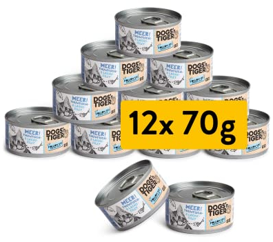 Dogs’n Tiger Adult Premium Katzenfutter, Meer, Nassfutter für Katzen, tiergerechte Rezeptur mit 60% Fischanteil – ohne Zucker, Getreide & künstliche Aromen, Thunfisch- & Lachsfilet, 12x 70g