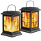HAOYISHU Solar Lanterns - Outdoor Hanging Solar Lights with Flickering Flame, Decorative Garden Lanterns, Waterproof LED Lights for Garden, Patio, Pathway, Yard - 2 Pack