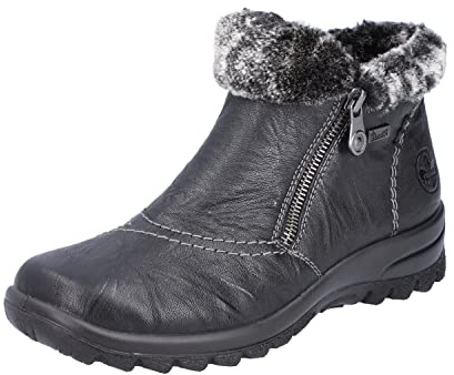 Rieker L7172-00 Damen Winterstiefel Leder schwarz/grau schwarz/grau