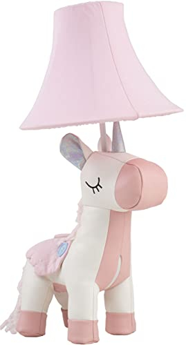 Happy Lamps Elsa LED-Einhornlampe, Kinderzimmer, Mädchengeschenk, 51 cm hoch, veganes Leder, Handarbeit, kindersichere Tischleuchte, top Qualität