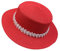 JK Home Pliable Chapeau de Soleil Femme Panama en Paille Capeline Large Bord avec Ruban Mariage Plage Rouge