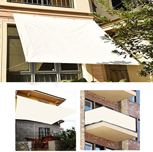 Sonnensegel Wasserdicht Rechteckig 4x4.5m Mit Ösen Und Kordel mit kostenlosem Seil für Terrasse, Balkon, Pool und Garten, Weiß