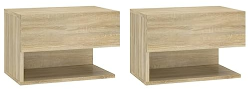vidaXL 2X Wand Nachttisch Hängend Nachtschrank Nachtkonsole Nachtkommode Schlafzimmer Schrank Kommode Hängeschrank Wandschrank Sonoma-Eiche Holzwerkstoff