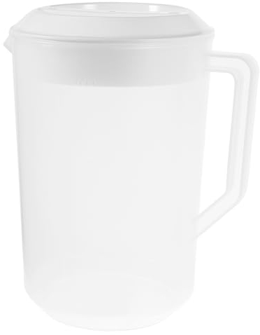 Housoutil 1 grand pichet à eau avec couvercle, 5 L, carafes mélangées de boissons, carafe à eau avec couvercle rond pour limonade chaude/froide (blanc)