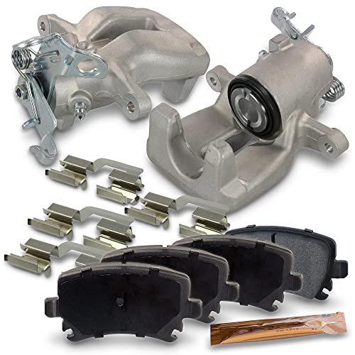 BESTPRICE 2x Bremssattel hinten links und rechts Bremszange mit Zubehör Faustsattel mit 1 Kolben + Bremsbeläge hinten, Kompatibel mit A udi A3 (8P1), A3 Sportback (8PA), TT (8J3), TT Roadster (8J9), S