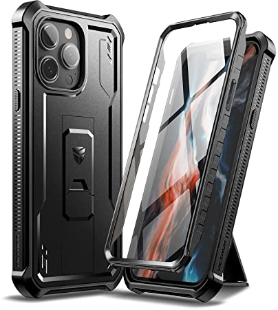 Dexnor for Apple iPhone 14 Pro Max Case, [Built in Screen Protector and Kickstand] Heavy Duty Military Grade Protection Shockproof Protective Cover for Apple iPhone 14 Pro Max - Black