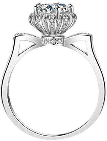 Musihy Ringe Damen Silber, Ring Zirkonia Groß Weiß Verlobungsringe mit Rundem Zirkonia Ring Frau 57