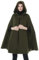 BEAUTELICATE Umhang mit Kapuze Mantel Wollmischung Damen Poncho Cape Lose Trenchcoat Outwear Hochzeit Herbst Winter Halloween Weihnachten (Khaki Grün - Halbe Länge 90cm, Einheitsgröße)