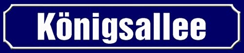 DekoDrom® Blechschild 47x10 cm Straßenschild KÖNIGSALLEE neue Schrift KFZ Kennzeichen Format Wand Deko Bar Kneipe Sammler Geschenk