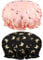 2 PCS Shower Cap Elastic Band Waterproof Bath Caps Double Layers Reusable With Ruffled Edge Covering Ears for Girls and Women