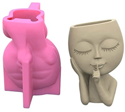 KANEIDALINNA Molde de Silicona para macetas, Grande para Cabeza de muñeca, Maceta, jarrón, Molde para hormigón, Cemento, Resina, Molde de fundición