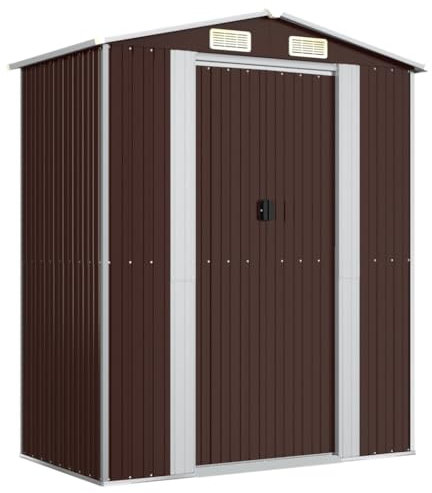 vidaXL Cobertizo de jardín marrón oscuro 192 x 108 x 223 cm, acero galvanizado