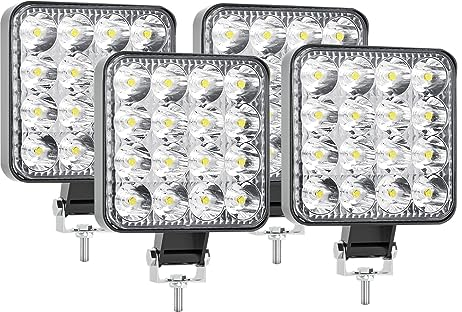 Willpower LED Arbeitsscheinwerfer, 4 x 3.3 Zoll 48W Strahler led fernscheinwerfer, Scheinwerfer 12v für Auto Bagger Anhänger Traktoren LKW SUV offroad