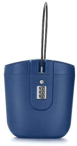 Strandtresor mit Zahlen-Schloss & Anti-Diebstahl - Tragbare Sicherheitsbox für Strand, Camping, Reisen (Blau)
