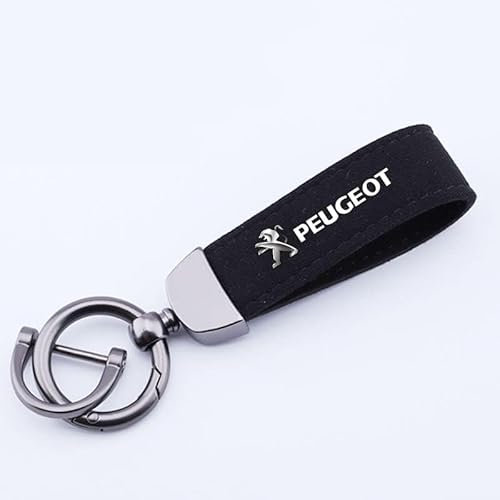 Auto Porte-clés pour Peugeot 207 407 408 206 306 307 308 408 508 406 806 2008 3008, Remplacement de Porte-clés en Cuir pour Hommes et Femmes Cadeaux et Accessoires de Voiture,-Black