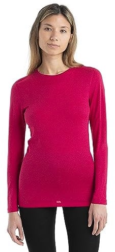 Icebreaker Merino Damen 200 Oasis Thermo-T-Shirt mit Rundhalsausschnitt, langärmelig, für kaltes Wetter, Electron Pink, Größe XL