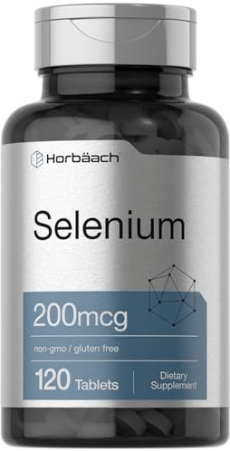 Horbäach Selenium Supplement for Women & Men | 200mcg | 120 Tablets | as Selenium Yeast | Vegetarian, Non-GMO and Gluten Free
