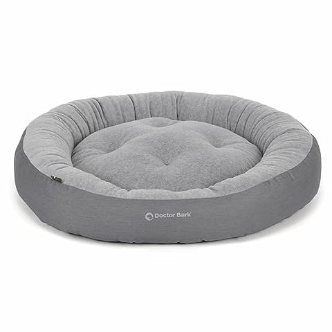 Doctor Bark Hundekorb Kleine Hunde, Hundebett Weich, Rund, Flauschig - Kuscheliges Hundenest mit Wendekissen Fleece/Baumwolle - GreenLabel Hunde Bett (S - 50x40 cm, Hellgrau)