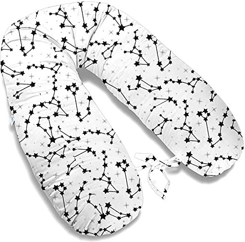 ekm trade 170cm XXL Typ I Stillkissen mit abnehmbarem Bezug Schwangerschaftskissen Lagerungskissen Seitenschläferkissen Handmade 100% Zertifizierte Baumwolle Geräuschlos (Kissen + Bezug, 40)